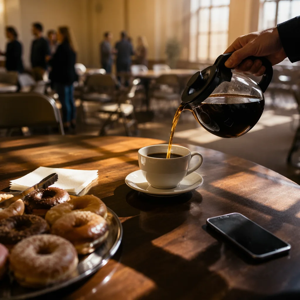 Church Fellowship Donuts and Coffee Table