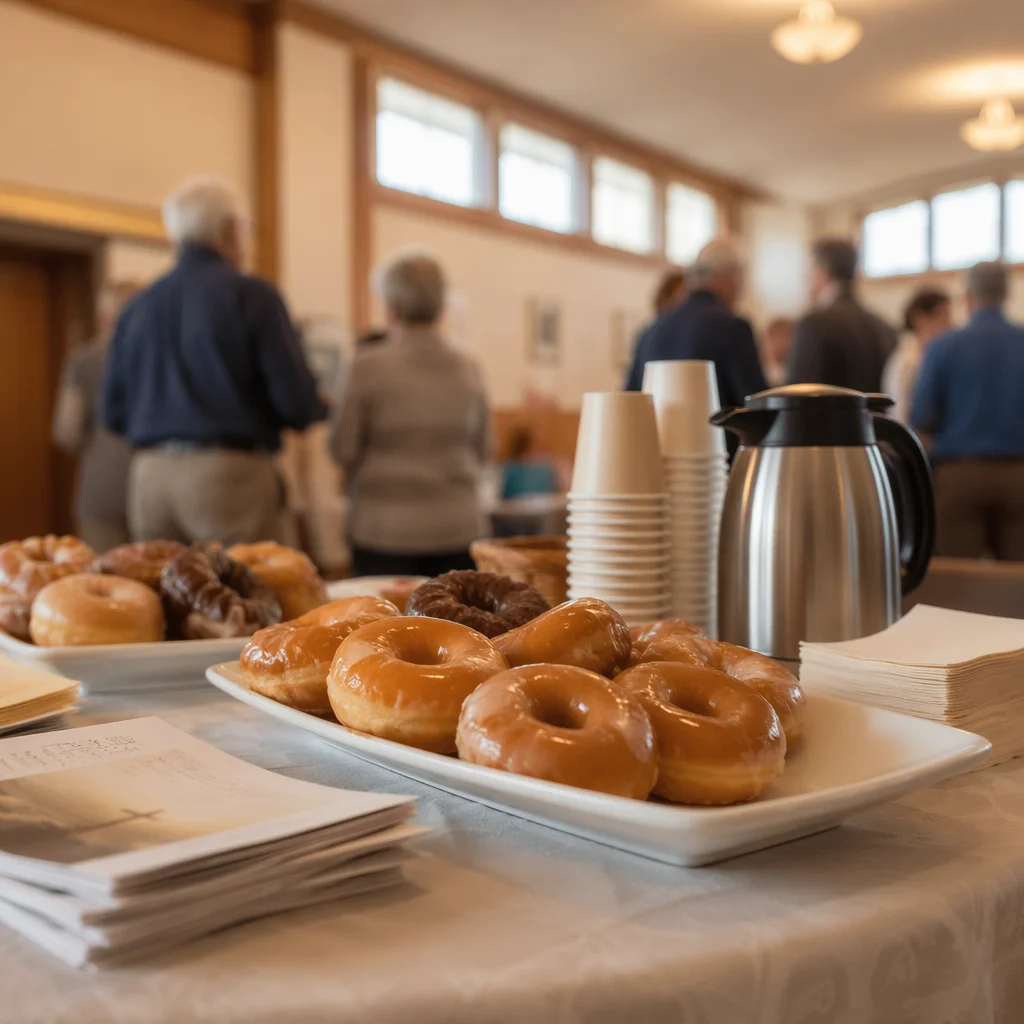 Church Fellowship Donuts and Coffee Table