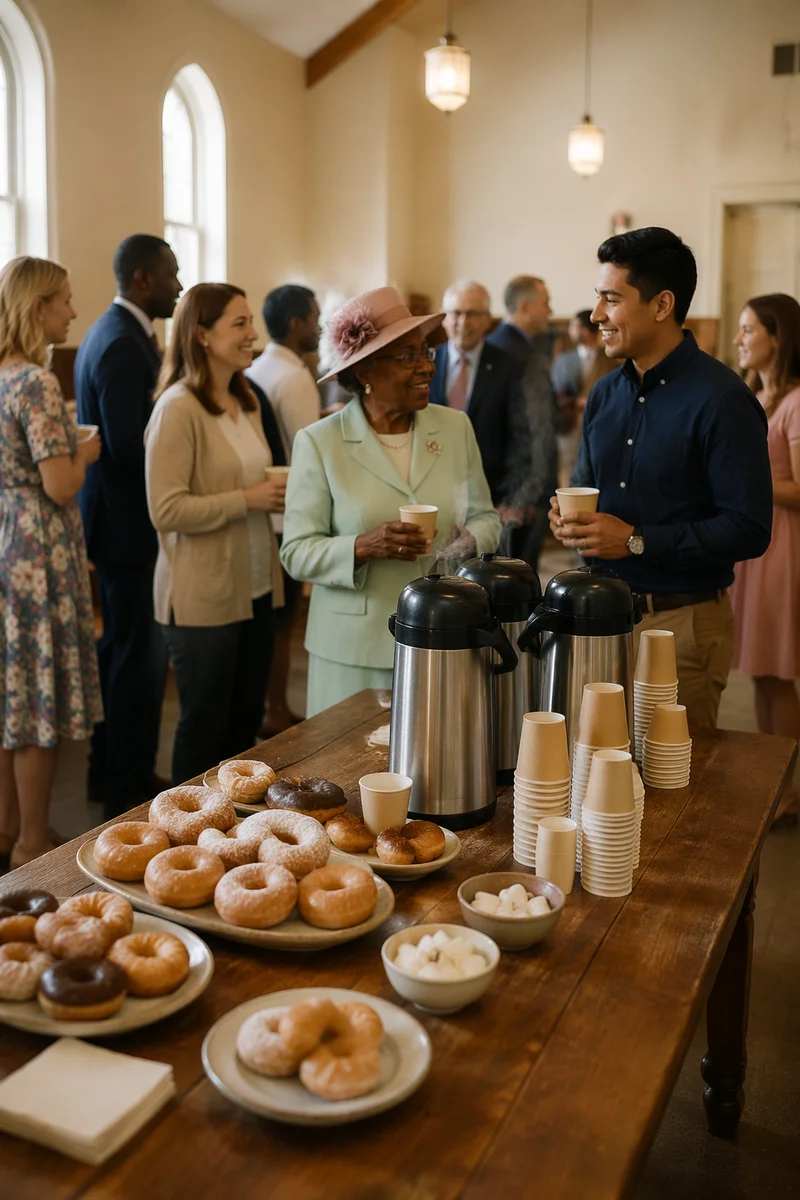 Donuts and Coffee in Church Hall