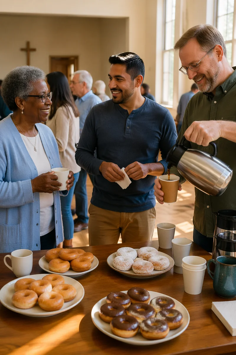 Donuts and Coffee in Community Hall