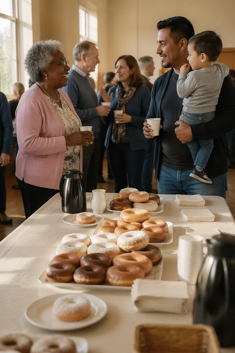Donuts and Coffee in Church Hall