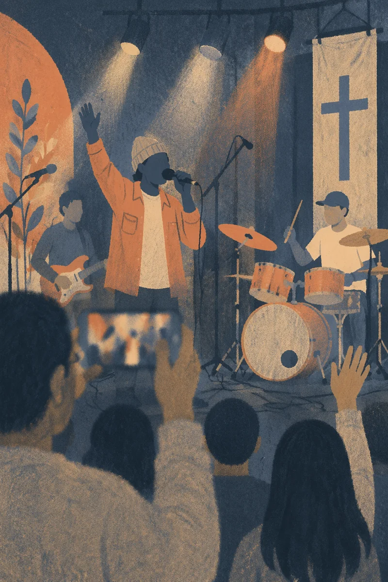 Worship Band Drummer on Church Stage