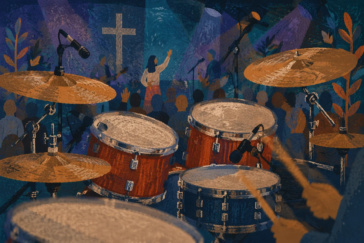 Worship Drums on Contemporary Church Stage