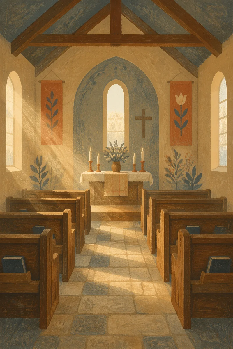 Quiet Dawn Prayer in Empty Church