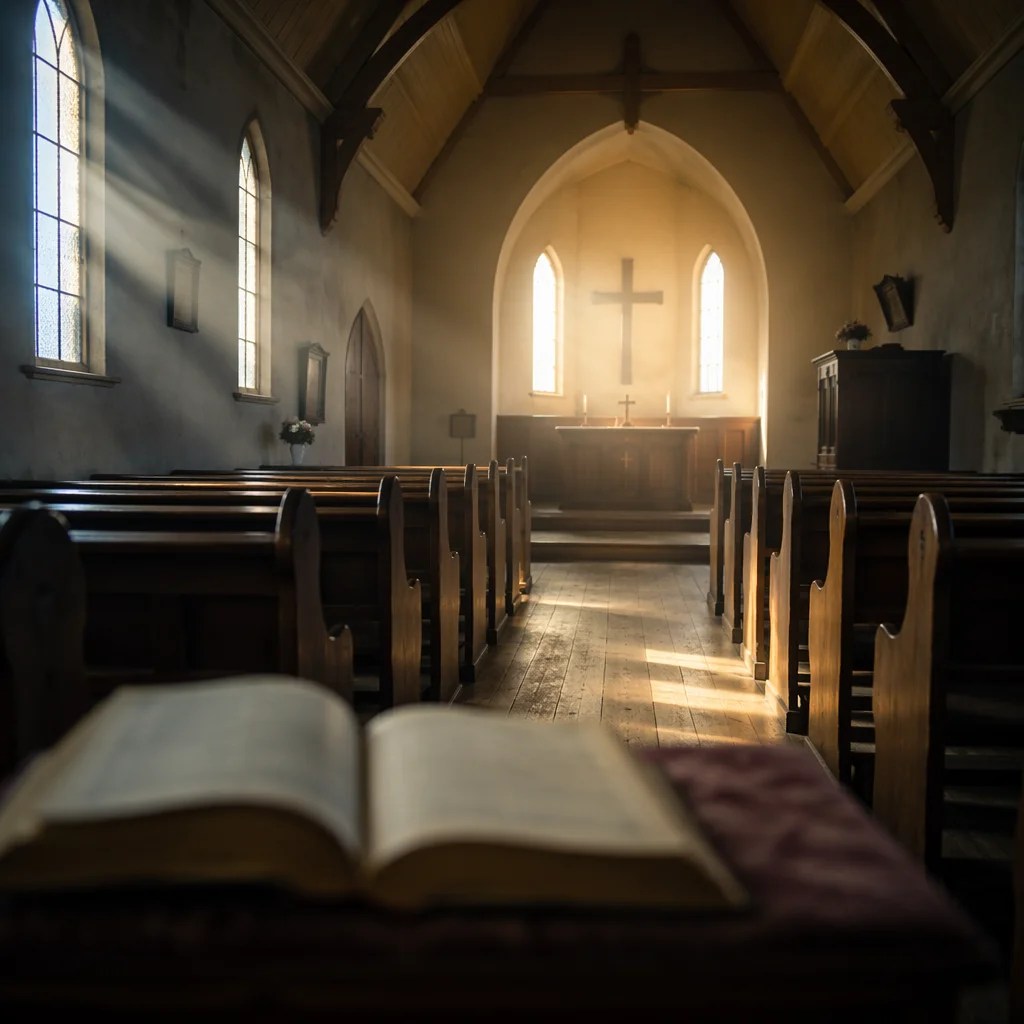 Early Morning Prayer in Empty Church