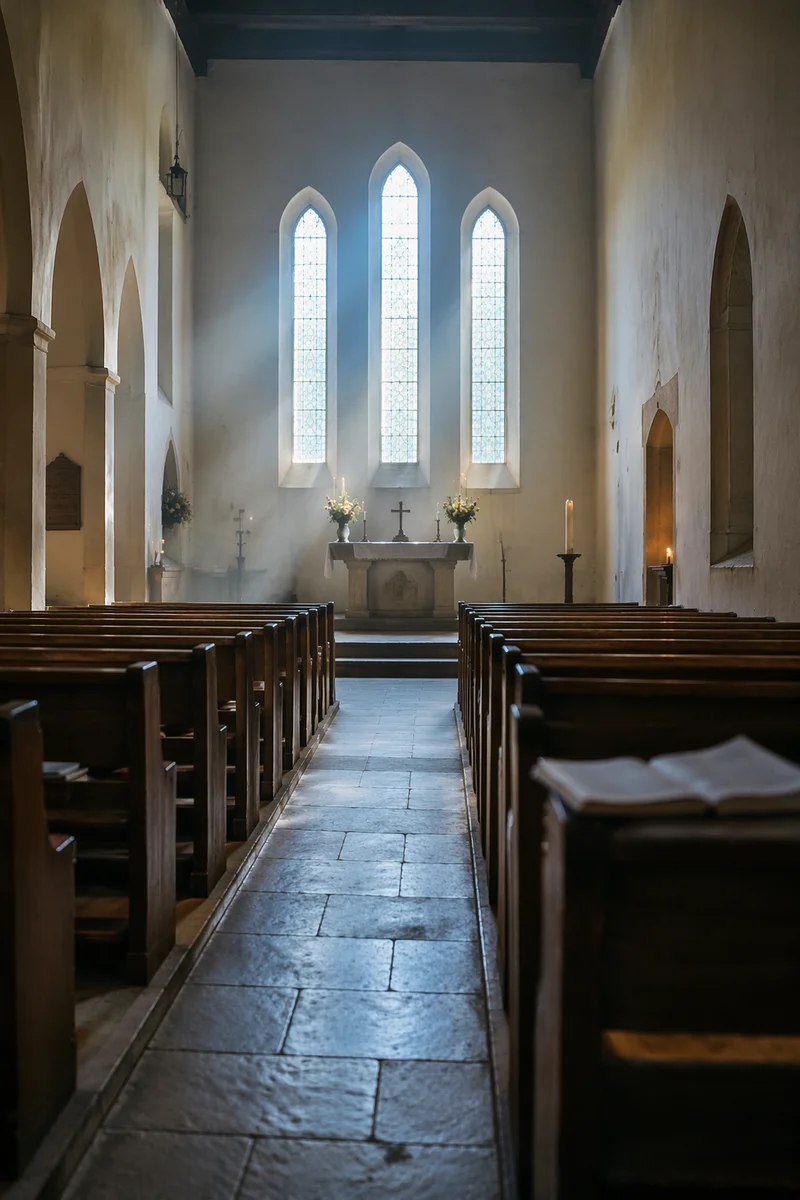 Empty Church at Dawn for Prayer