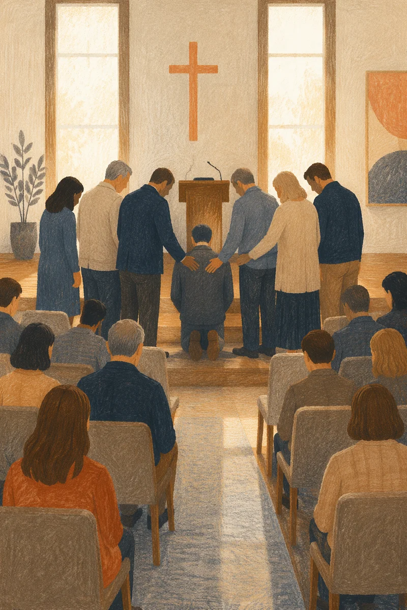 Elder Installation Prayer in Church Sanctuary