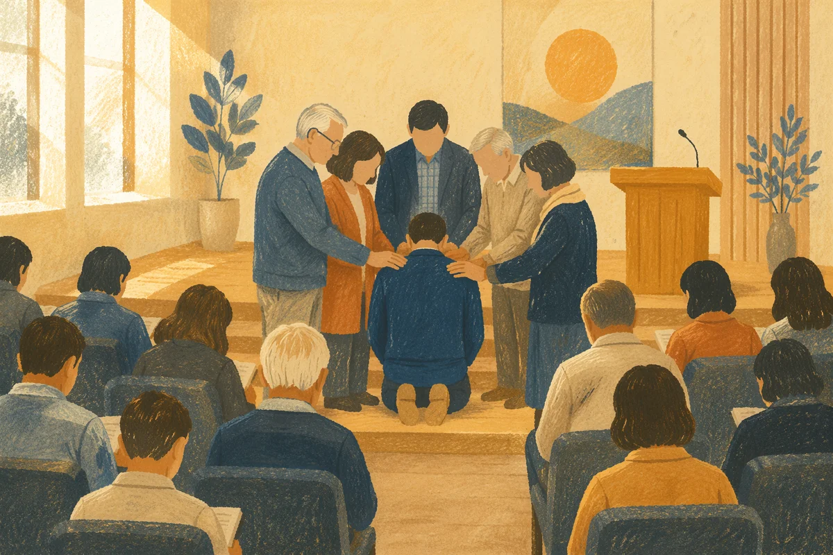 Elder Installation Prayer in Church Sanctuary