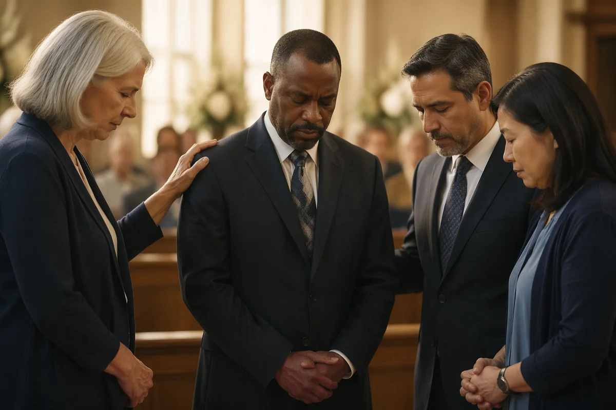 Church Leaders Praying in Sanctuary Ceremony