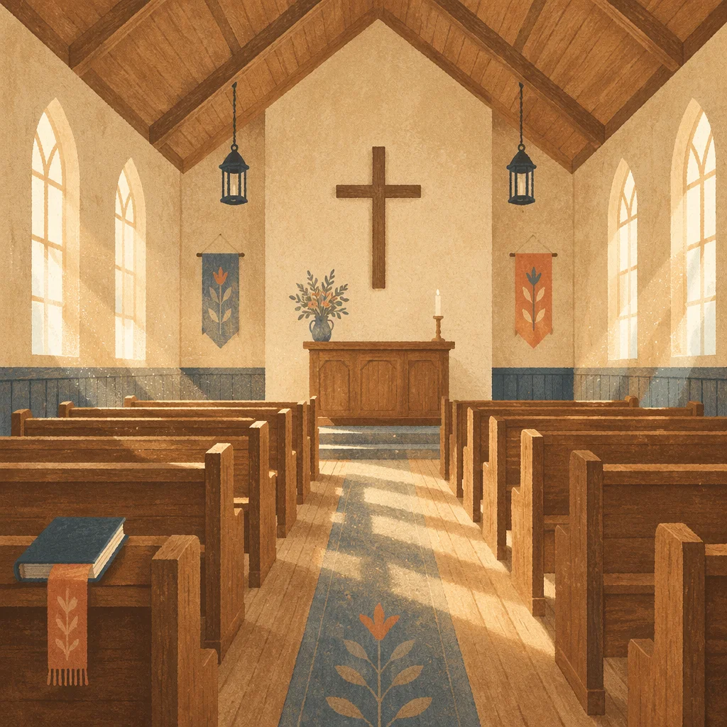 Empty Church Sanctuary in Morning Light