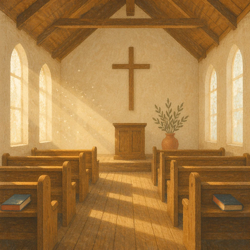 Empty Church Sanctuary in Morning Light
