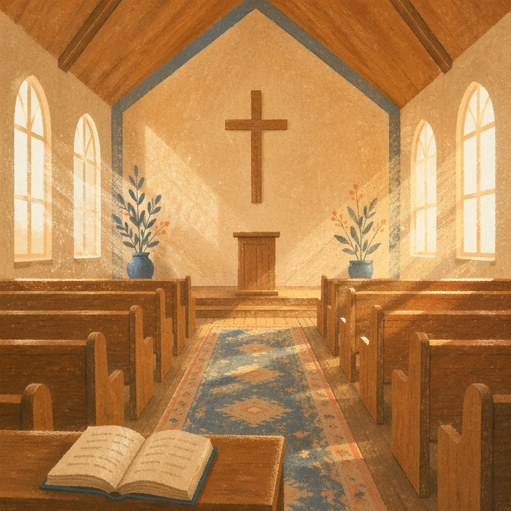Empty Church Sanctuary in Morning Light