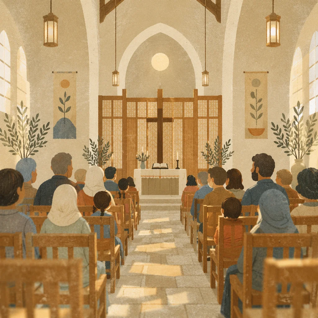 Empty Church Sanctuary in Morning Light