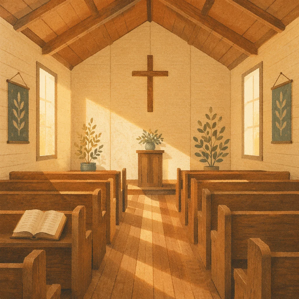 Empty Church Sanctuary in Morning Light
