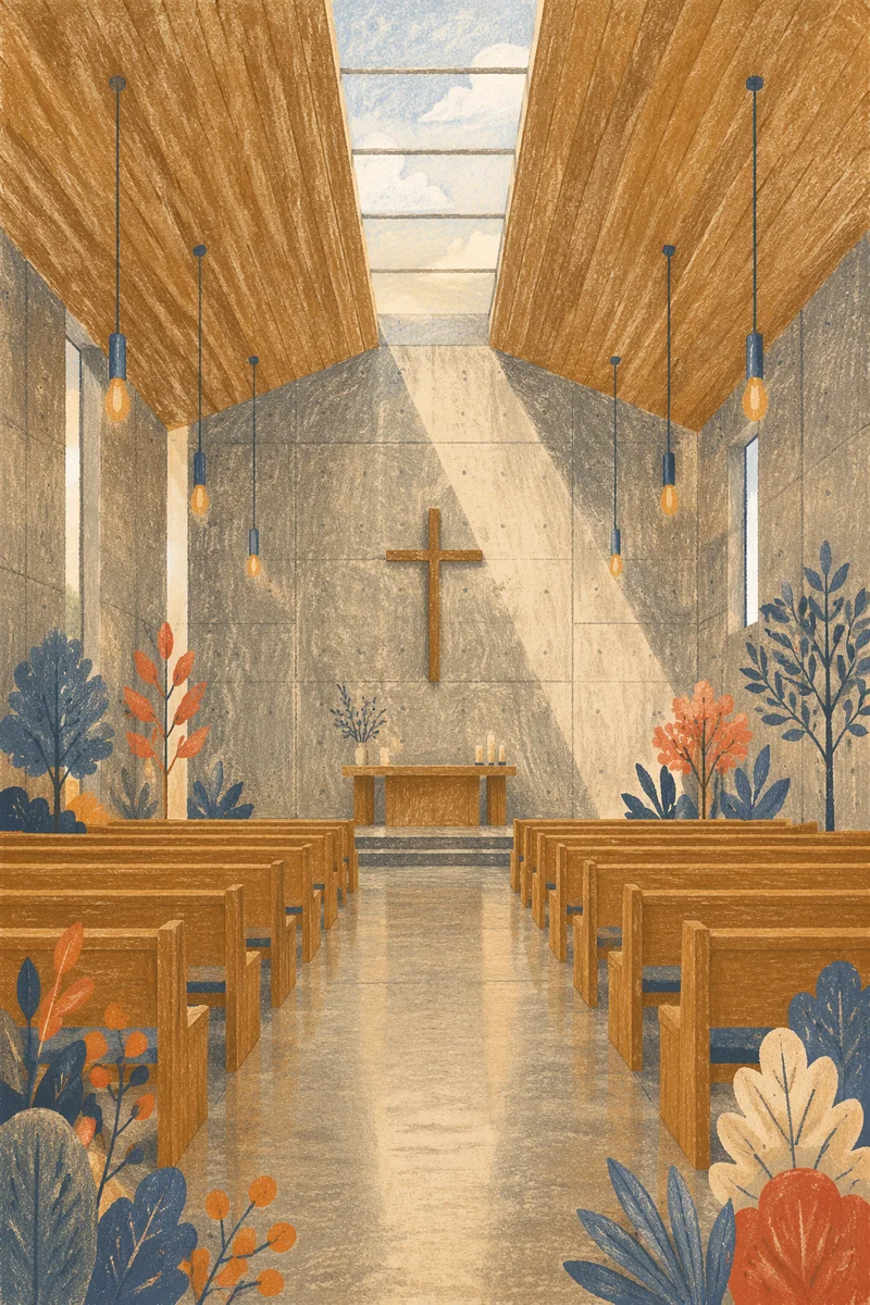 Empty Church Sanctuary in Morning Light