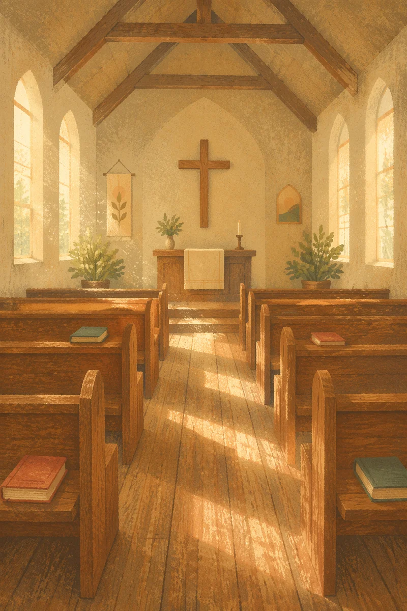 Empty Church Sanctuary in Morning Light