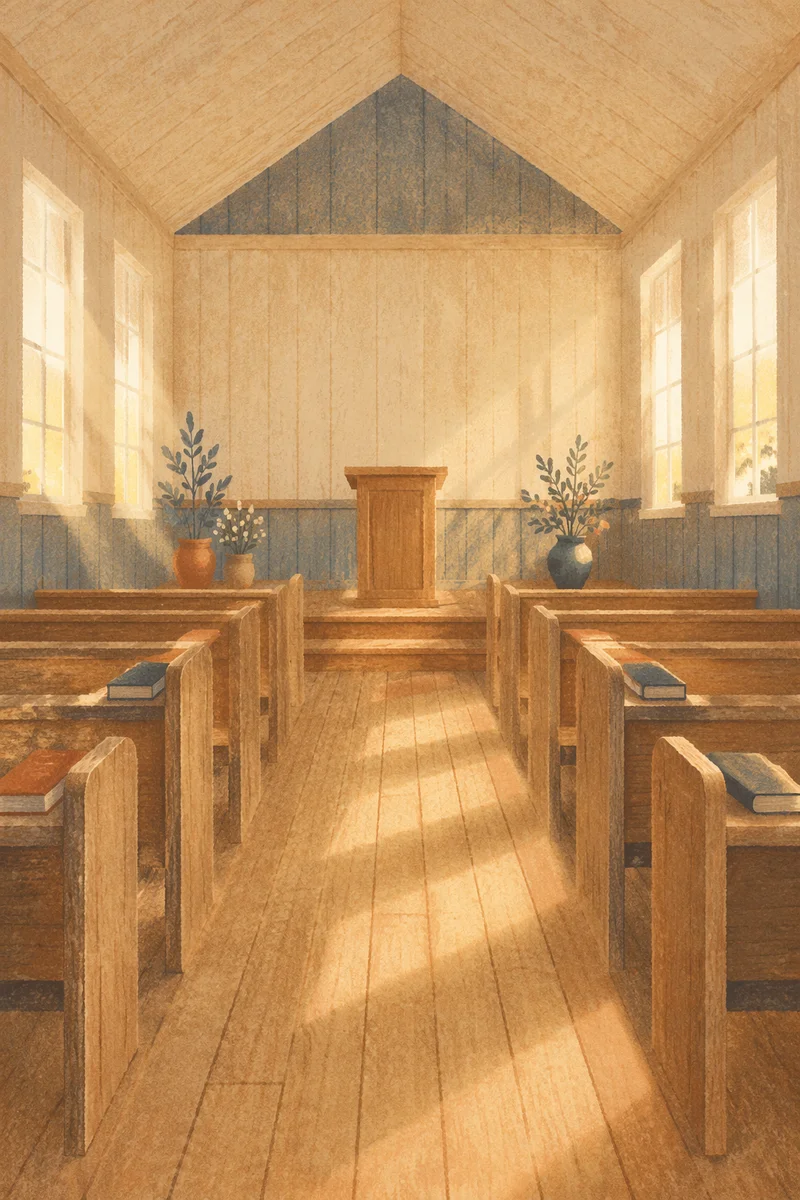 Empty Church Sanctuary in Morning Light