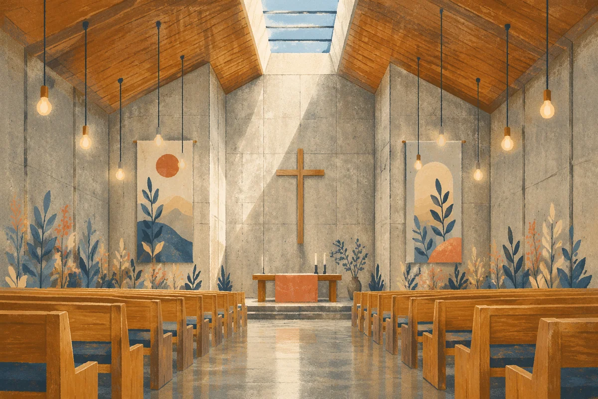 Empty Church Sanctuary in Morning Light
