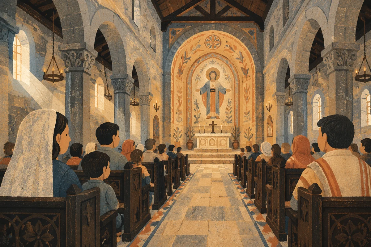 Empty Church Sanctuary in Morning Light