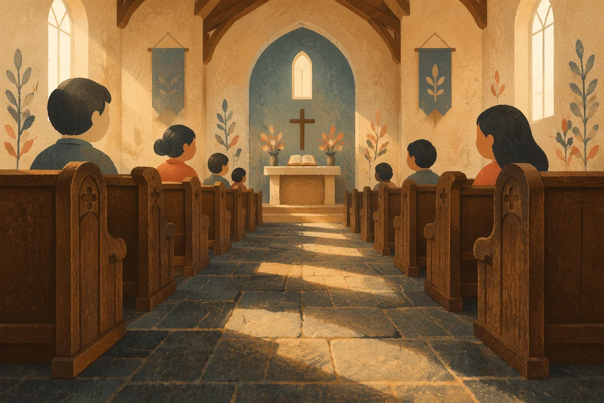 Empty Church Sanctuary in Morning Light
