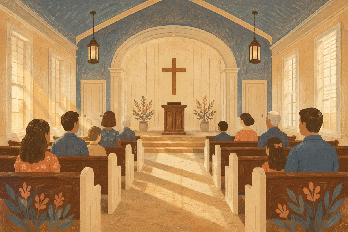 Empty Church Sanctuary in Morning Light