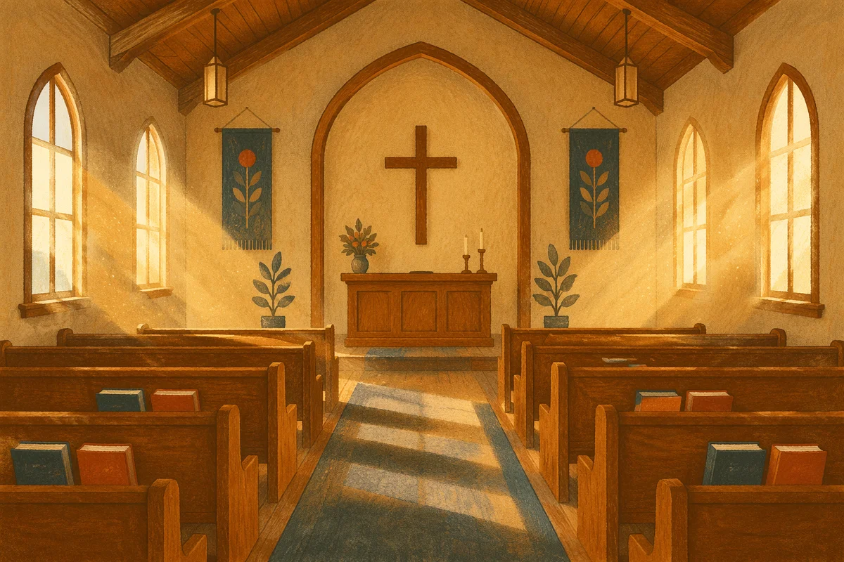 Empty Church Sanctuary in Morning Light