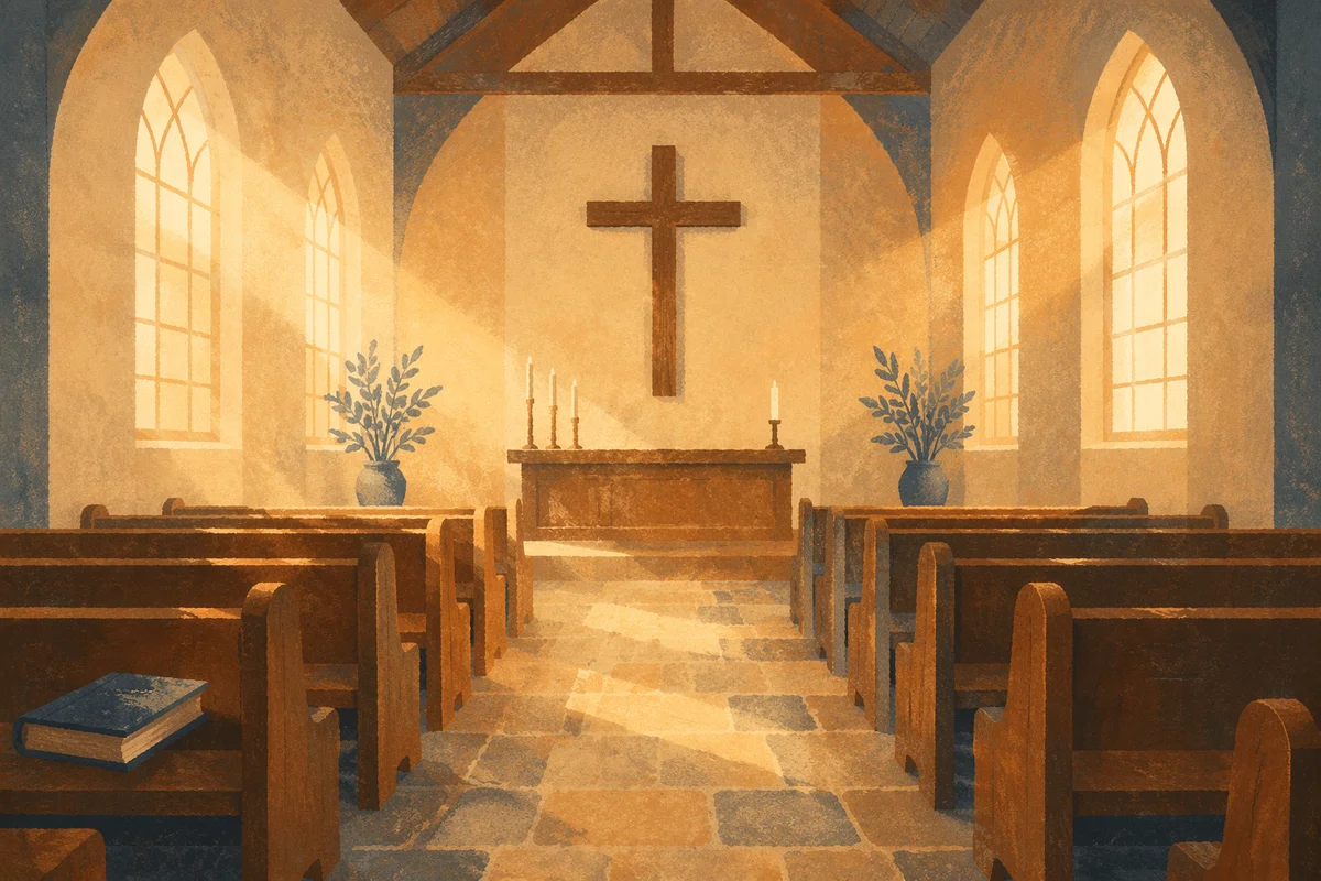 Empty Church Sanctuary in Morning Light
