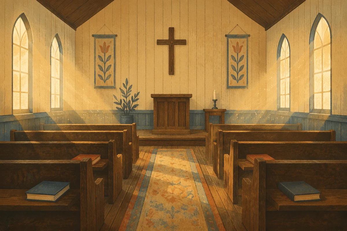 Empty Church Sanctuary in Morning Light