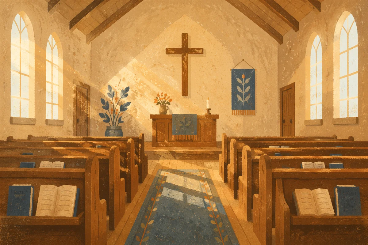 Empty Church Sanctuary in Morning Light