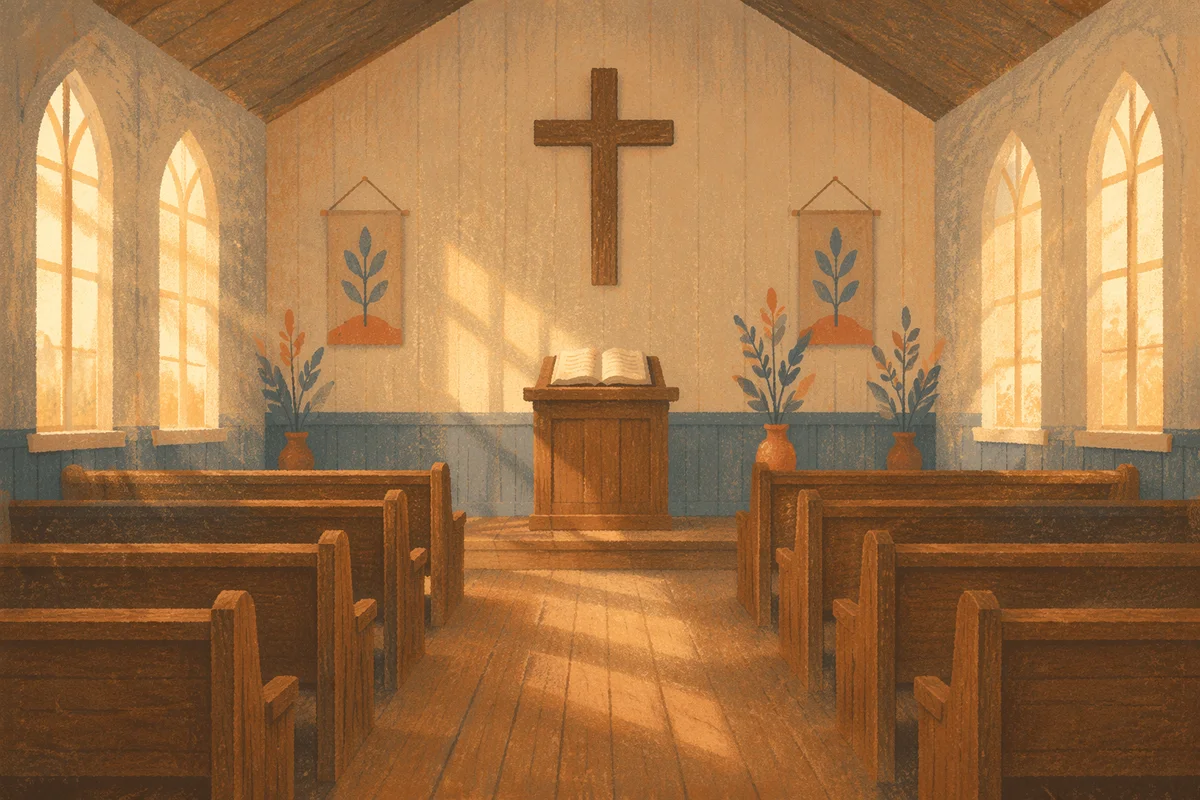 Empty Church Sanctuary in Morning Light