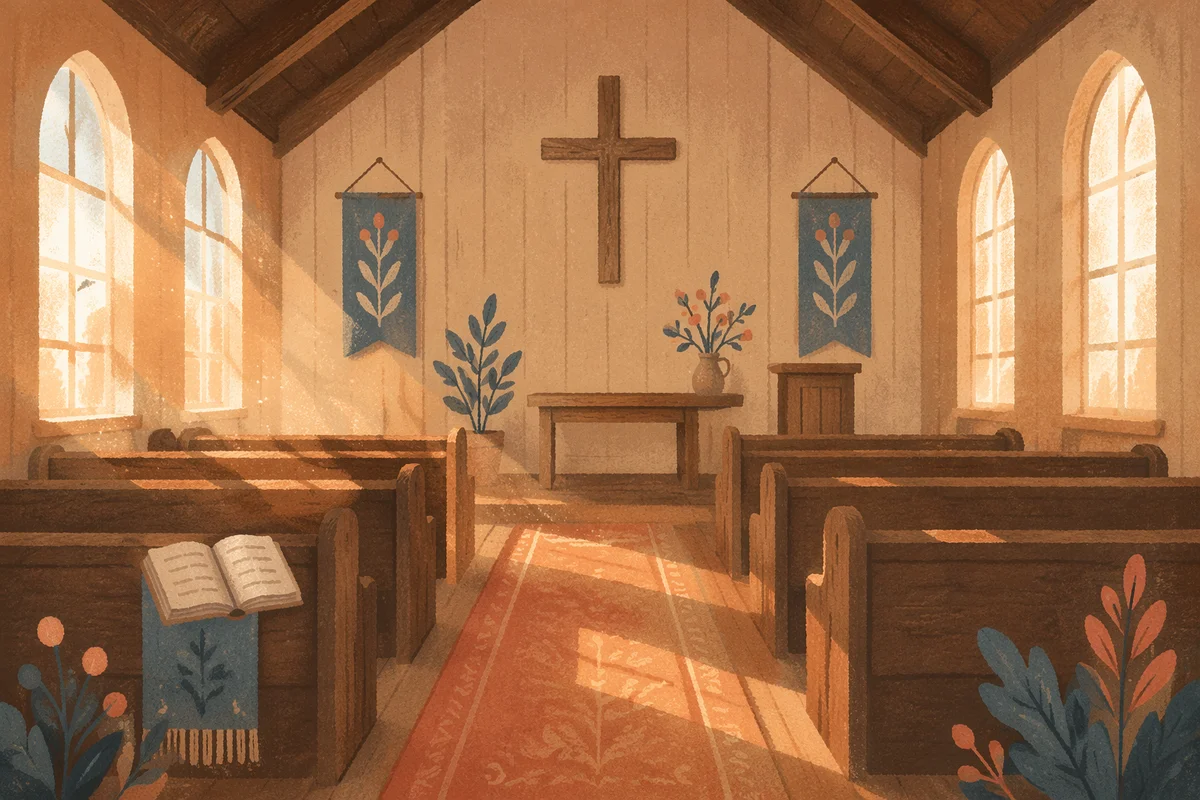 Empty Wooden Sanctuary in Morning Light