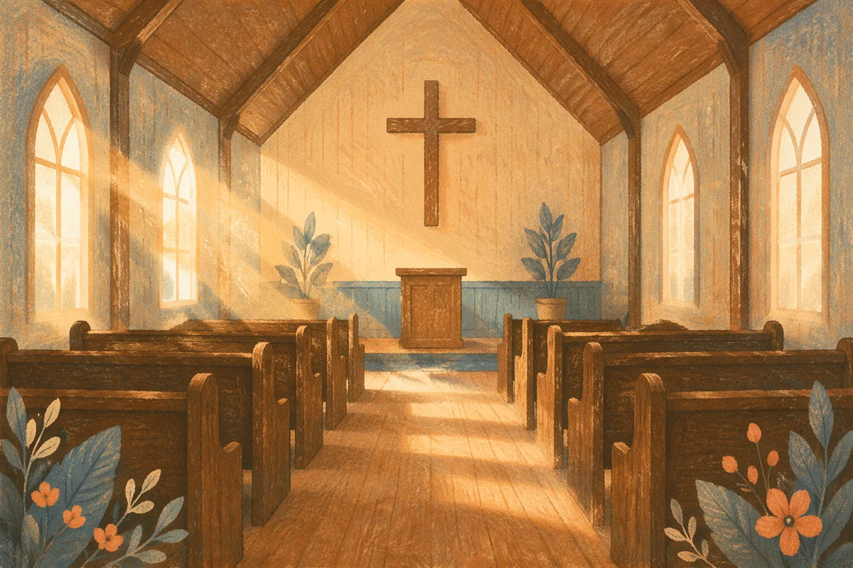 Empty Wooden Sanctuary in Morning Light