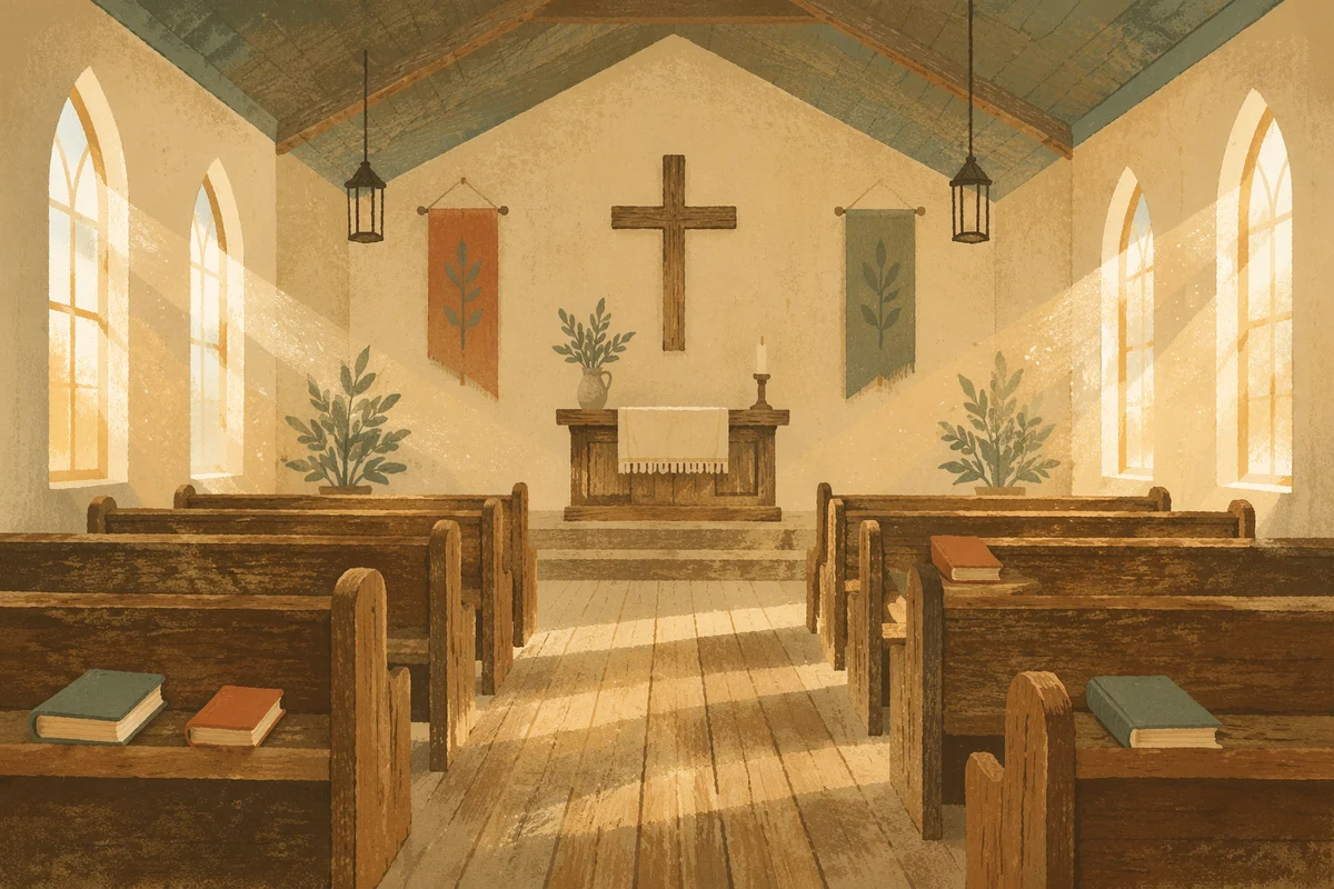 Empty Church Sanctuary in Morning Light