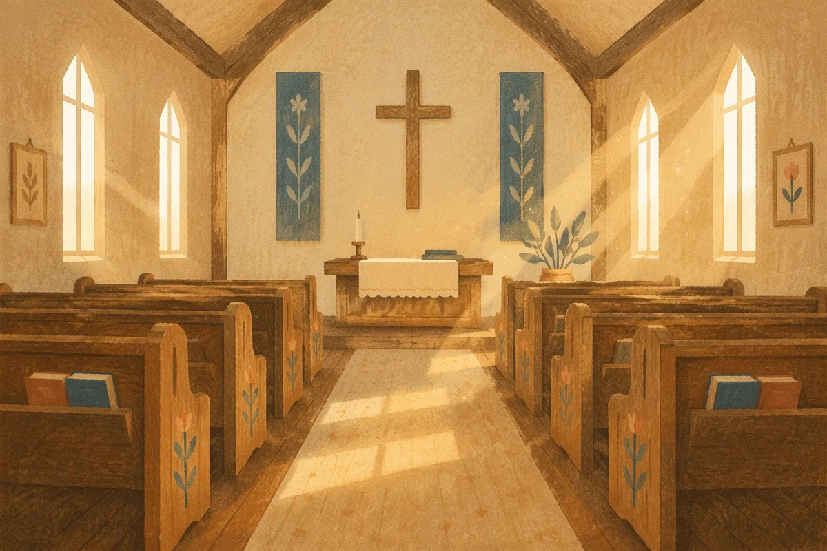 Empty Church Sanctuary in Morning Light
