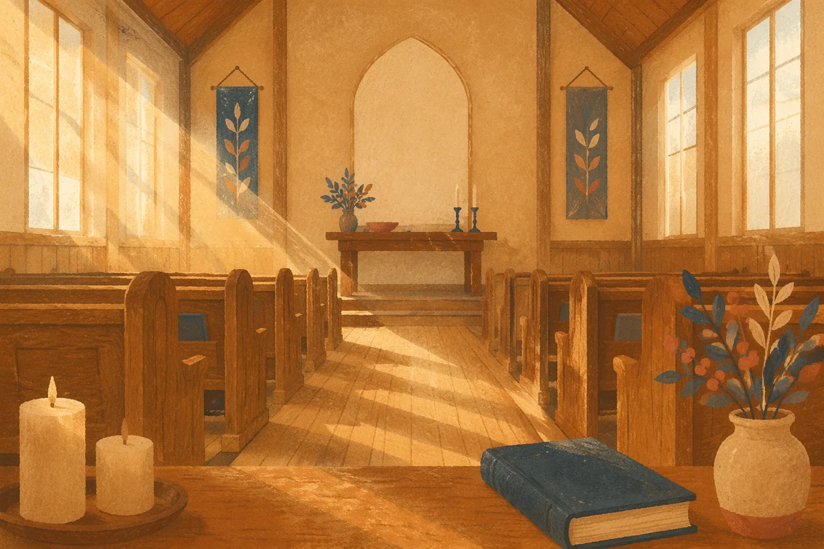 Empty Church Sanctuary in Morning Light