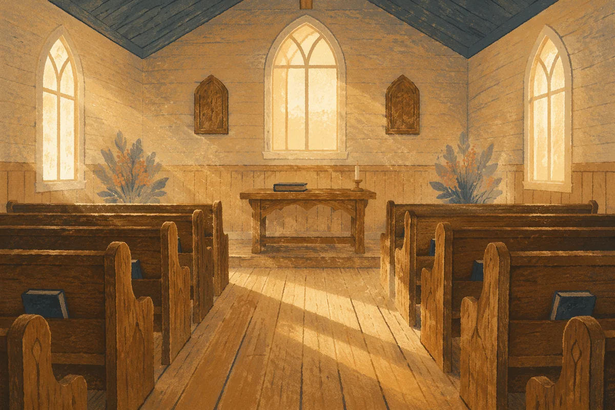 Empty Wooden Sanctuary in Morning Light