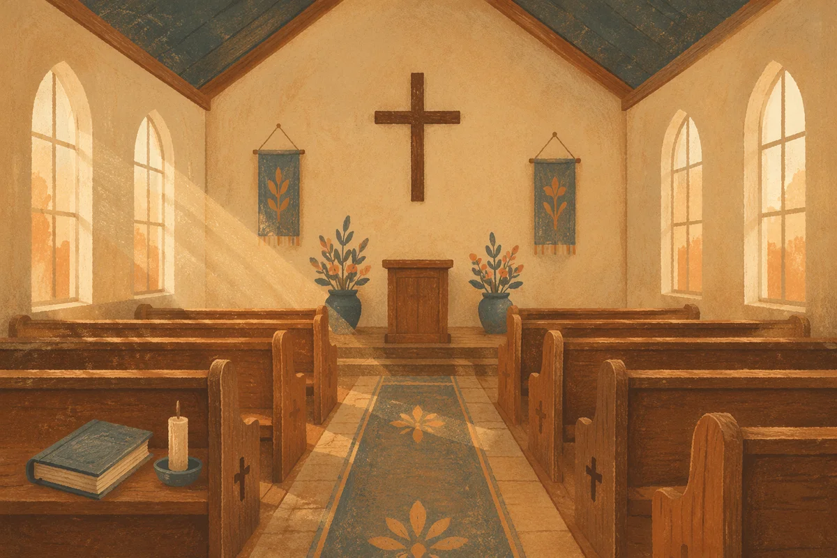 Empty Church Sanctuary in Morning Light