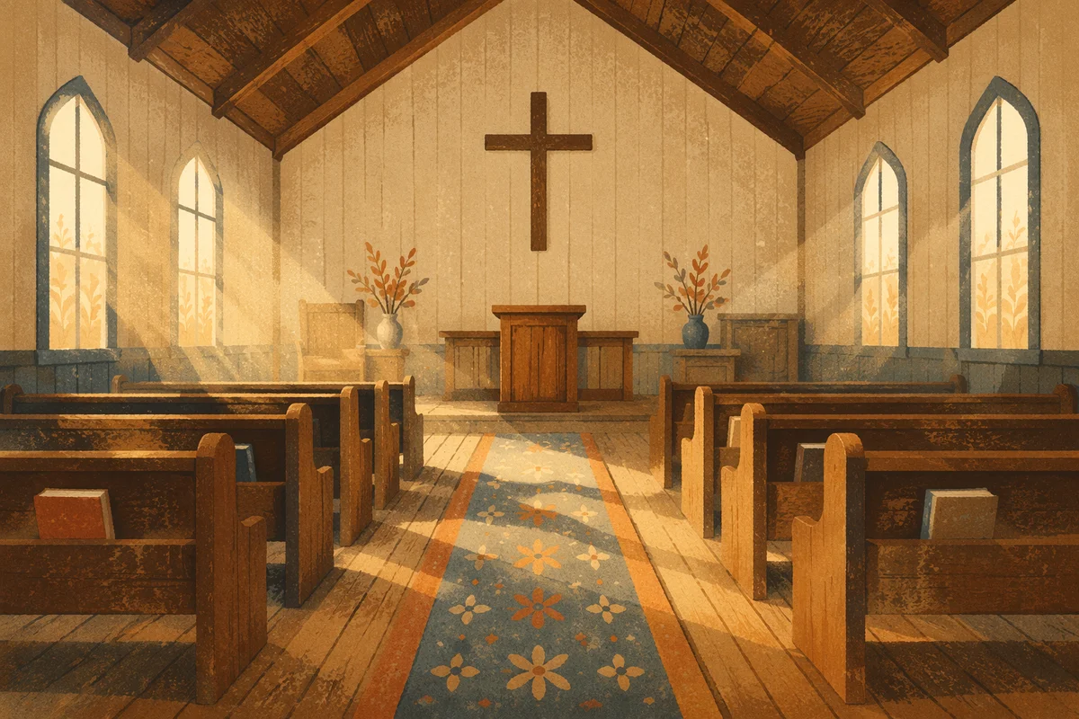 Empty Wooden Sanctuary in Morning Light