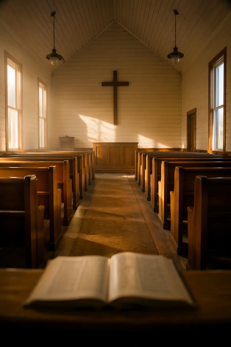 Empty Church Sanctuary in Morning Light