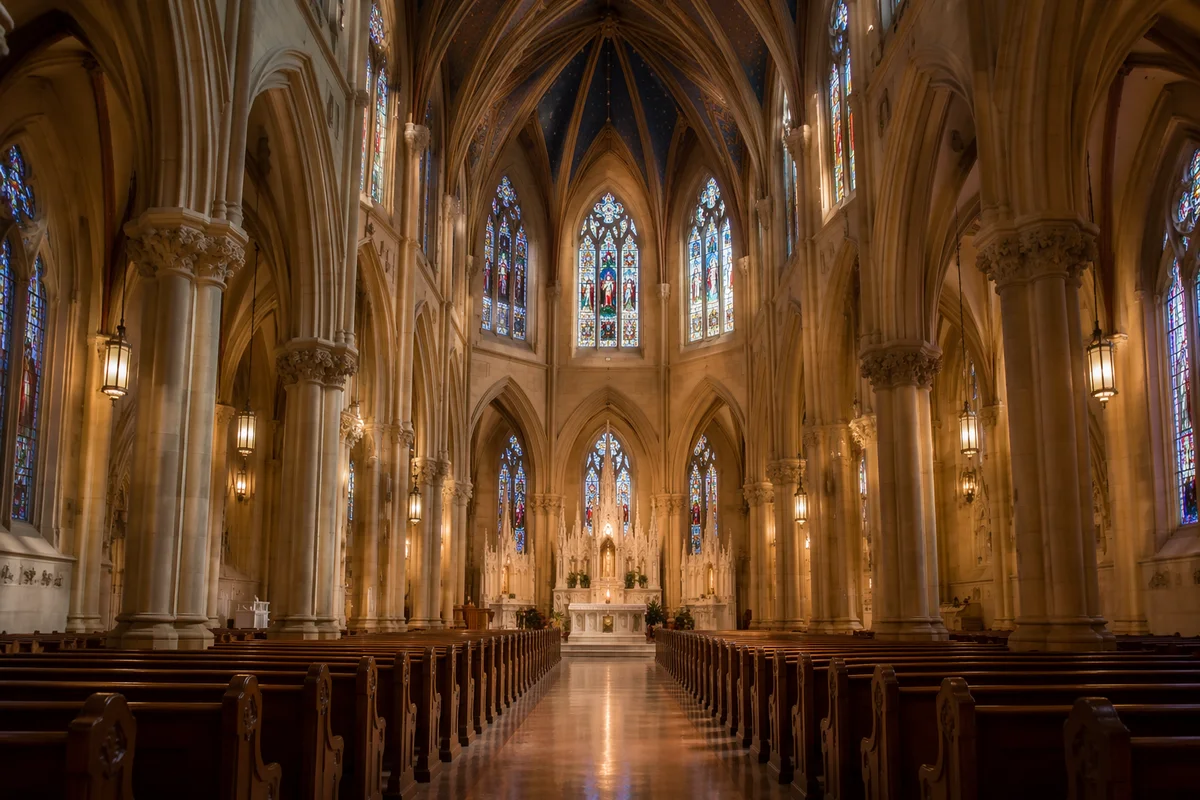 Empty Historic Sanctuary in Morning Light