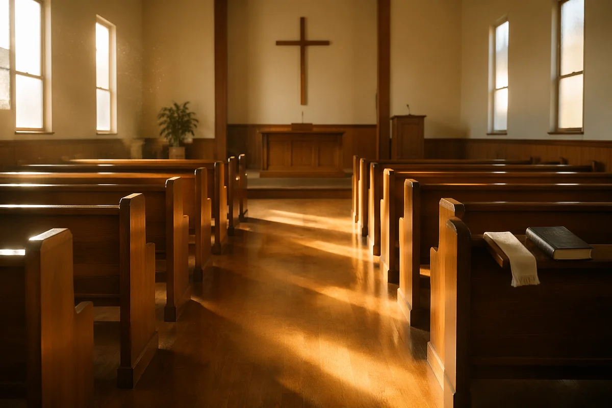 Empty Church Sanctuary in Morning Light