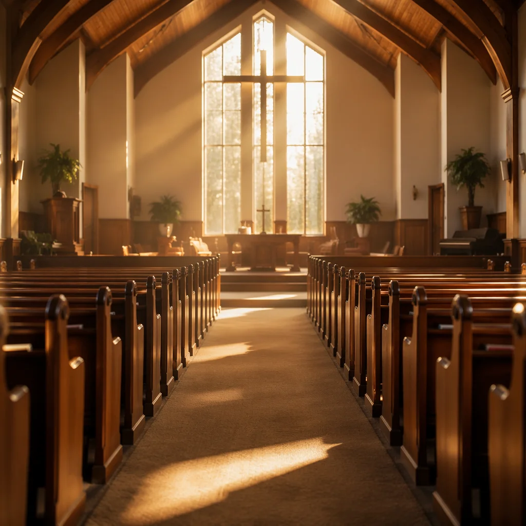 Empty Sanctuary with Morning Sunlight