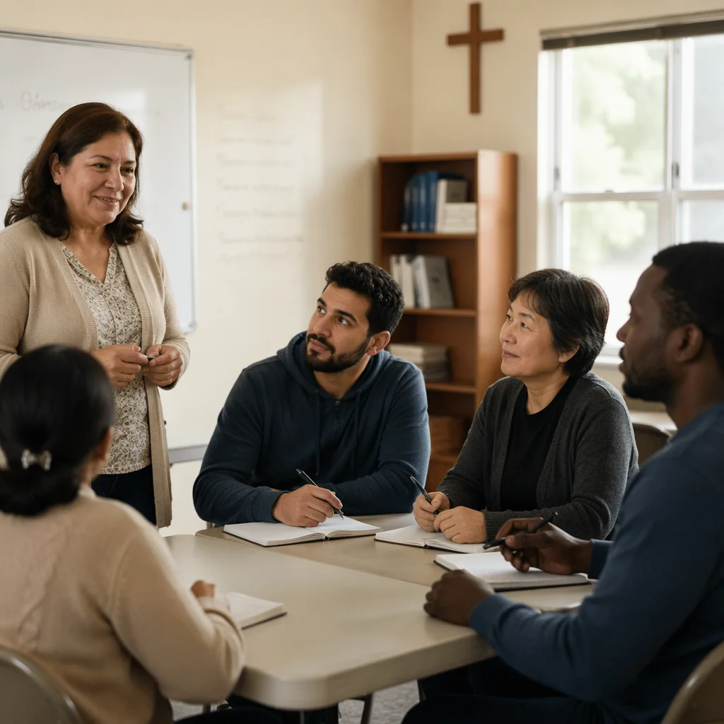 Adult ESL Class in Fellowship Room