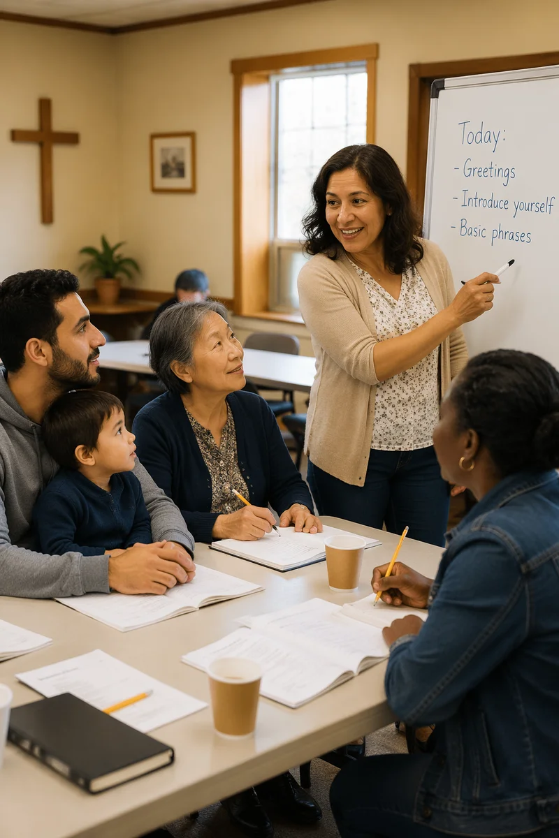 Adult English Lesson in Community Classroom
