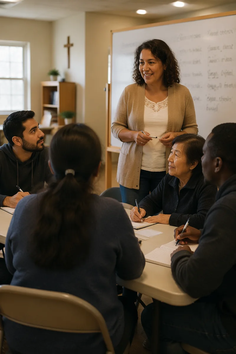 Adult ESL Class in Fellowship Room