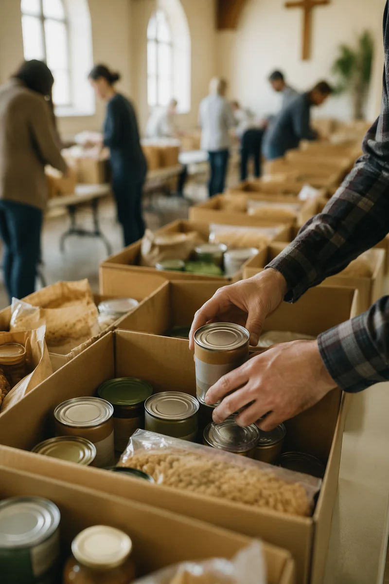 Church Food Drive Donation Boxes Indoors