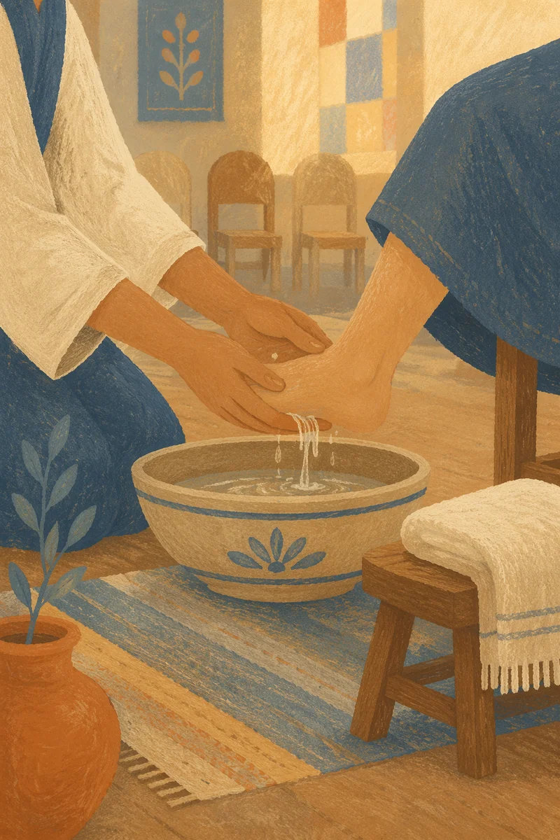 Reverent Foot Washing Basin and Towel
