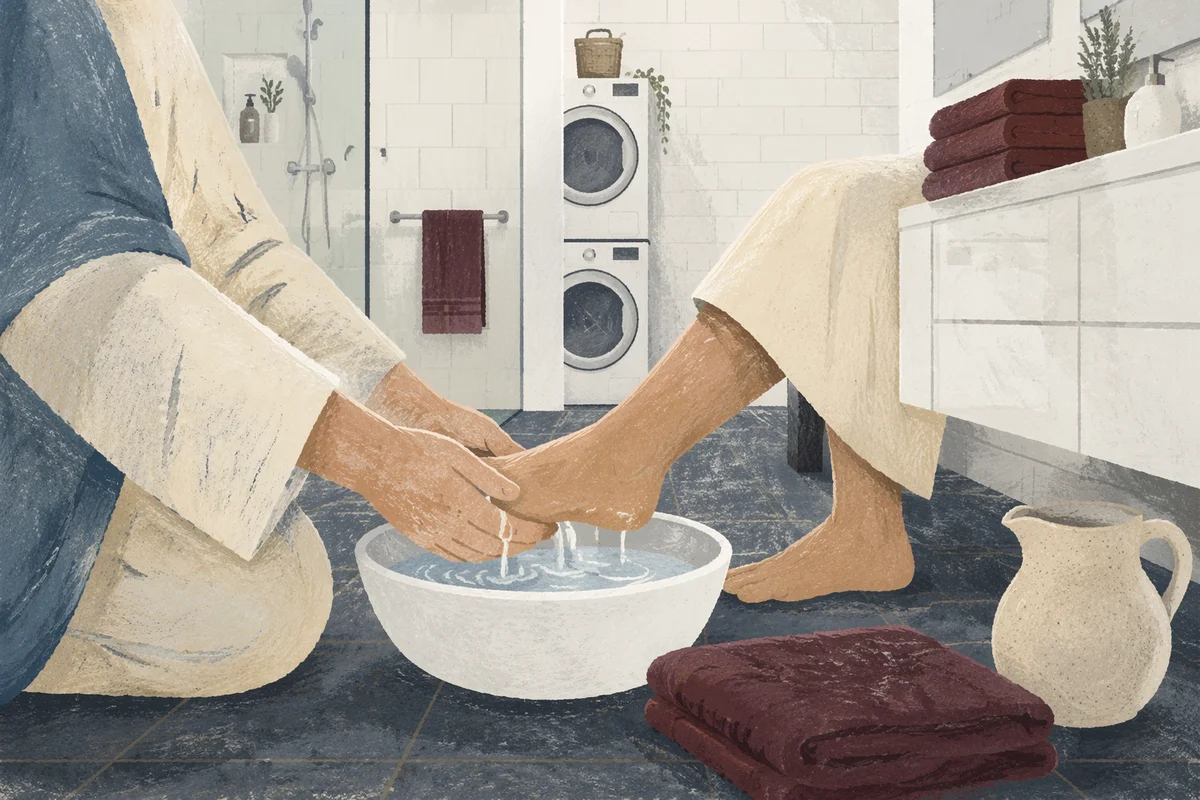 Humble Foot Washing Ceremony in Church Washroom