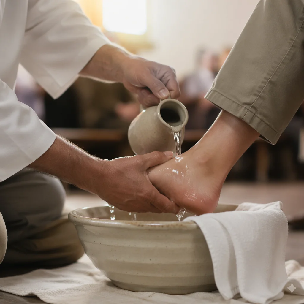 Reverent Foot Washing Ceremony with Basin