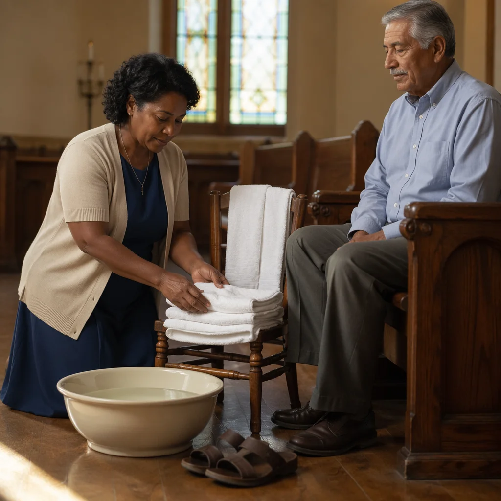 Foot Washing Ceremony Setup in Church